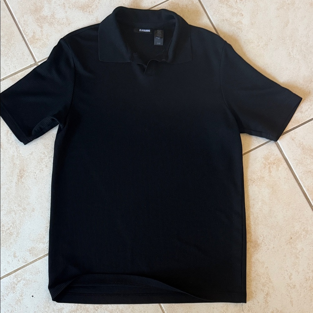Claiborne Men’s Classic Black Ribbed Polo Shirt